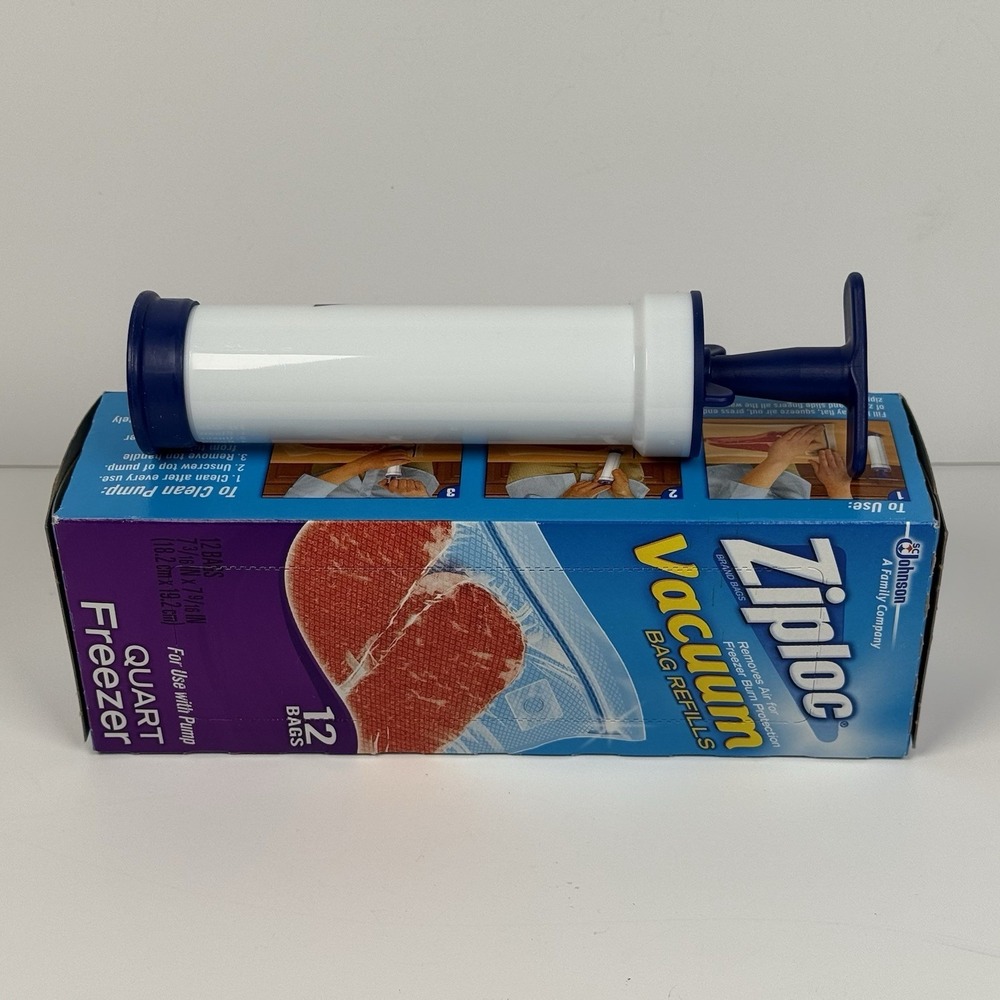 Ziploc Vacuum Quart 12 Count Freezer Bag And Pump Food Storage Refills Clear